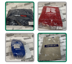 PALLET AND TRADE LOTS OF ASSORTED PREMIUM CLOTHING IN VARIOUS DESIGNS AND SIZES. DELIVERY AVAILABLE