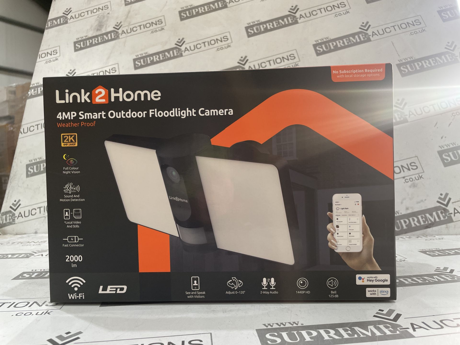 BRAND NEW Link2Home L2H-FLOODCAM2BK Outdoor Smart Floodlight Camera 2K 4MP Black RRP £199. The