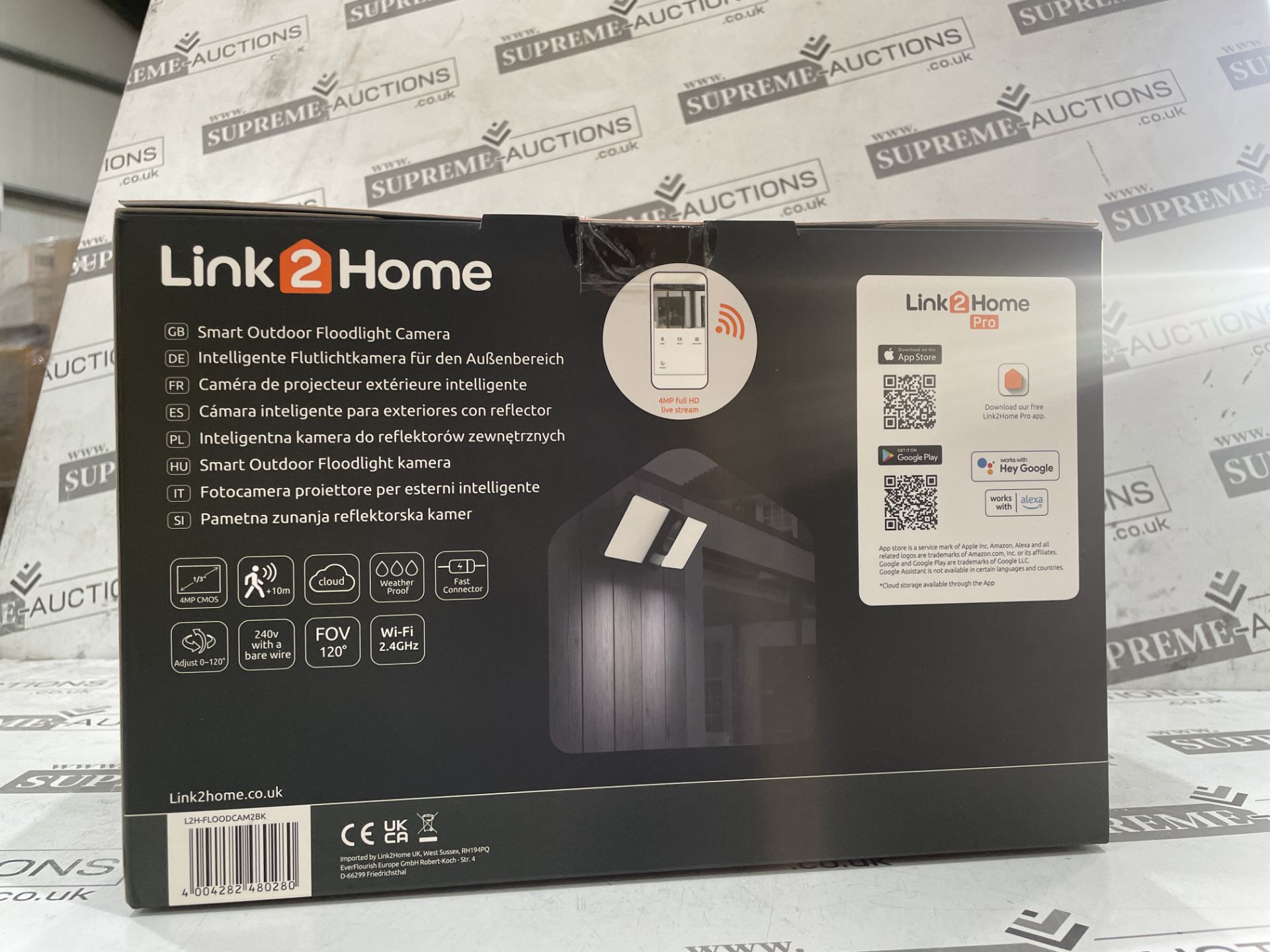 BRAND NEW Link2Home L2H-FLOODCAM2BK Outdoor Smart Floodlight Camera 2K 4MP Black RRP £199. The - Image 2 of 2