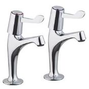 Boxed Essentials Pillar Single Lever High Neck Sink Taps Chrome 1 Pair. - SR2.5.6.