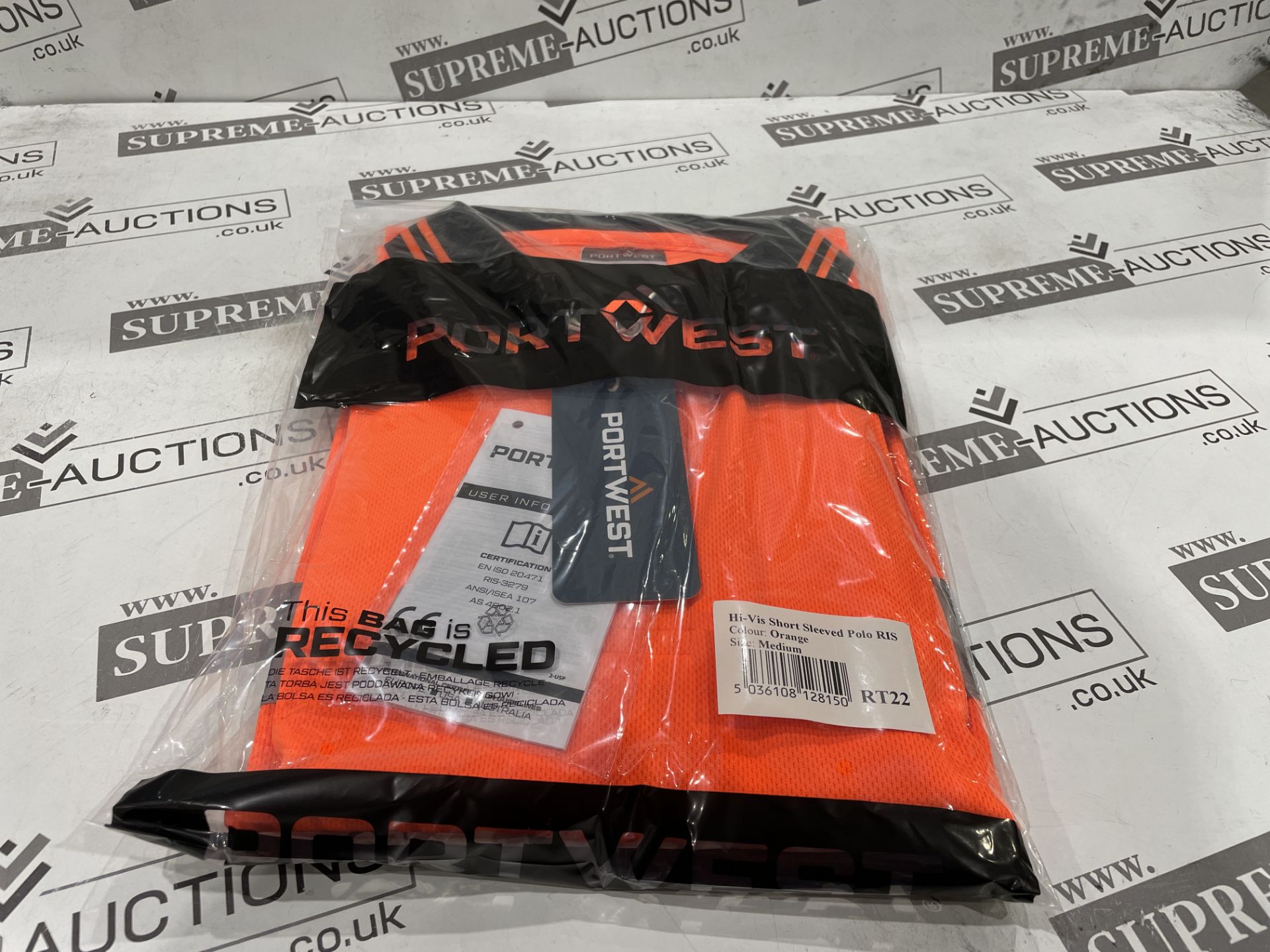 24 X BRAND NEW PORTWEST ORANGE HI VIS SHORT SLEEVED POLO TOPS SIZE LARGE (LOC: 25.12-AA1289)