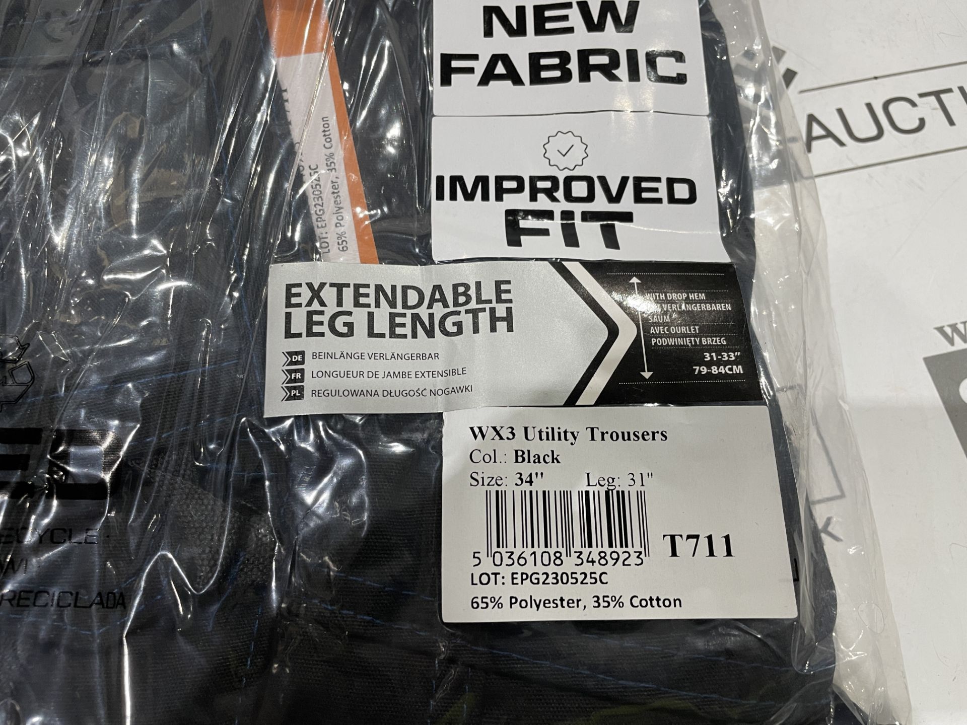 20 X BRAND NEW PORTWEST WX3 BLACK UTILITY PROFESSIONAL WORK TROUSERS SIZE 34 EXTENDABLE LENGTH (LOC: - Image 2 of 2