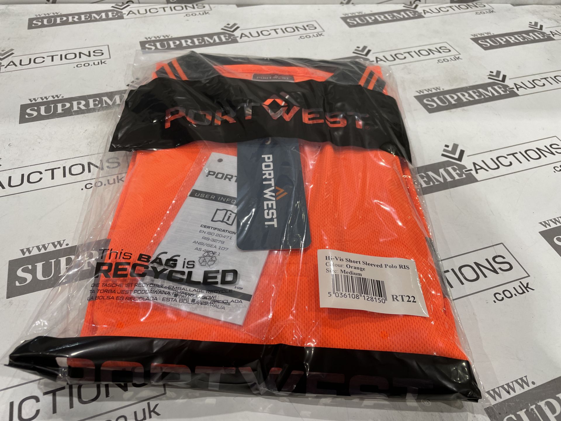 24 X BRAND NEW PORTWEST ORANGE HI VIS SHORT SLEEVED POLO TOPS SIZE XL (LOC: 17.6-AA1285)
