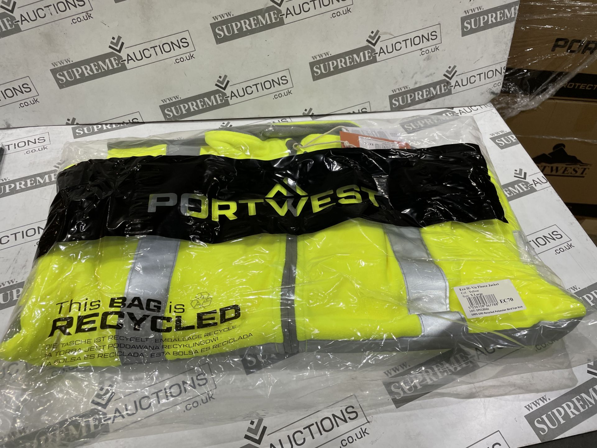 12 X BRAND NEW PORTWEST HI VIS YELLOW FLEECE PROFESSIONAL WORK JACKETS SIZE XL (LOC: 45.2-AA1598)