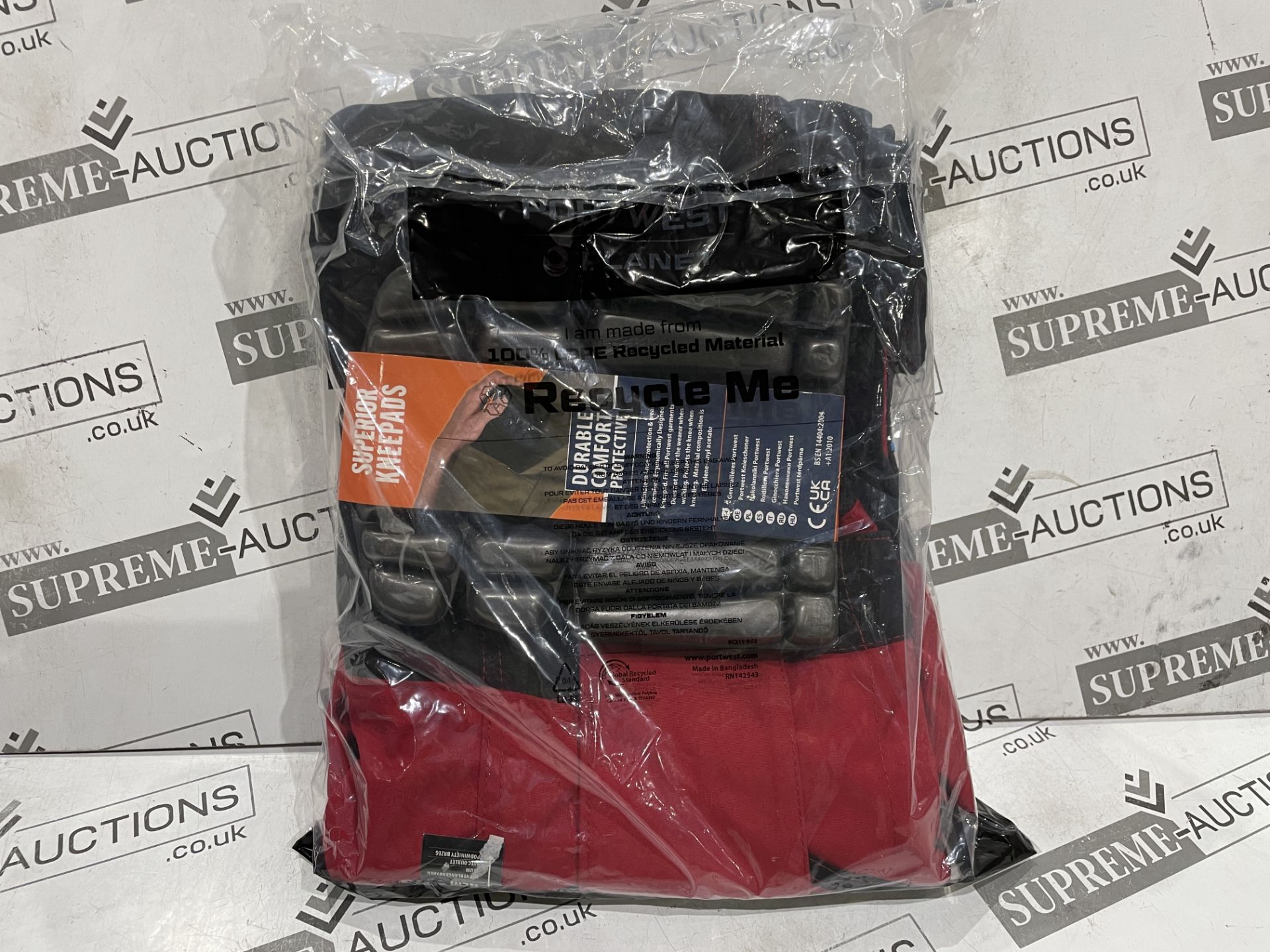 12 X BRAND NEW PORTWEST DEEP RED EXTENDABLE LEG LENGTH PREMIUM WORK TROUSERS WITH PAIR OF KNEEPADS - Image 2 of 2