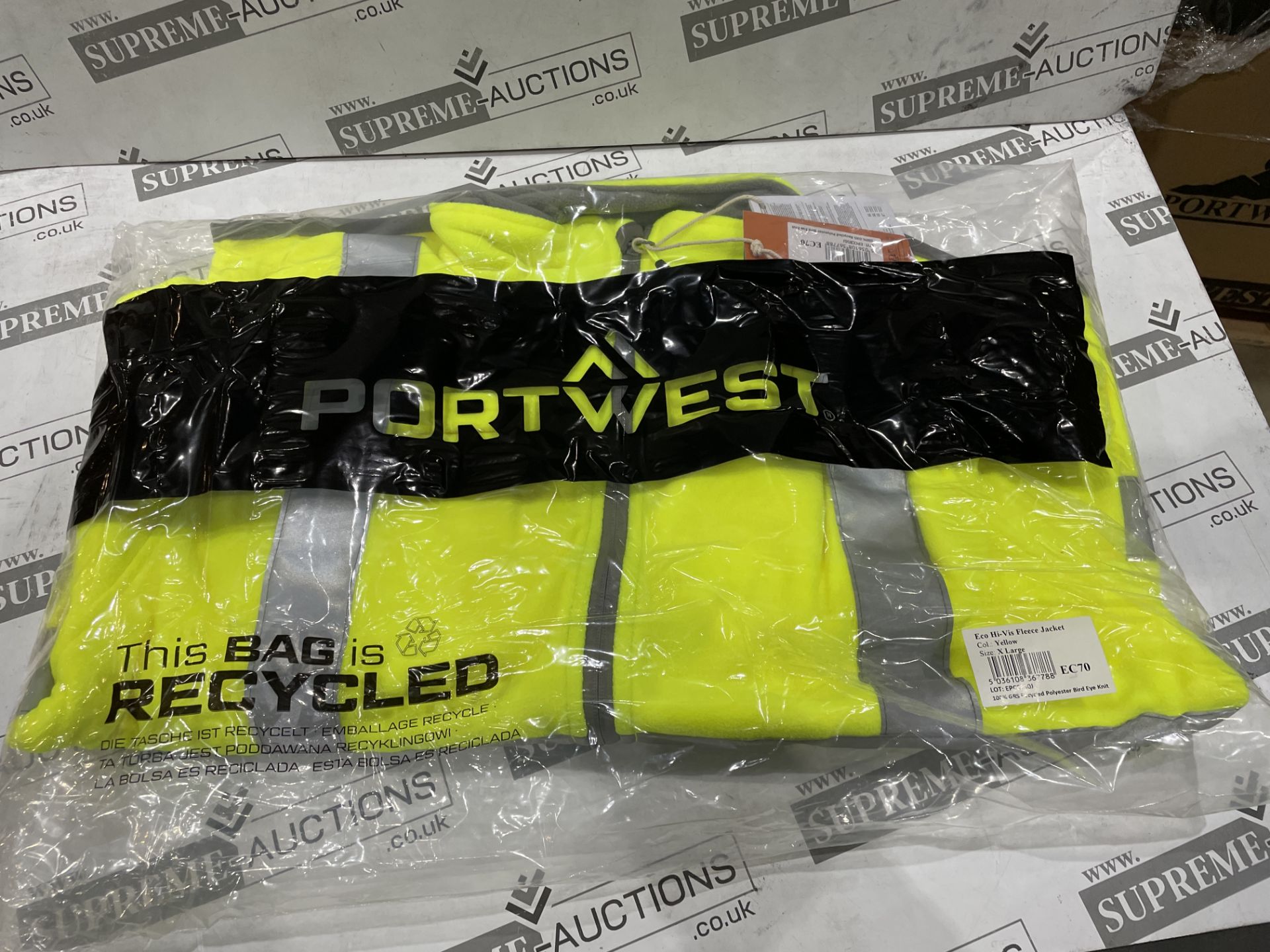 12 X BRAND NEW PORTWEST HI VIS YELLOW FLEECE PROFESSIONAL WORK JACKETS SIZE XL (LOC: 45.2-AA1598) - Image 2 of 2
