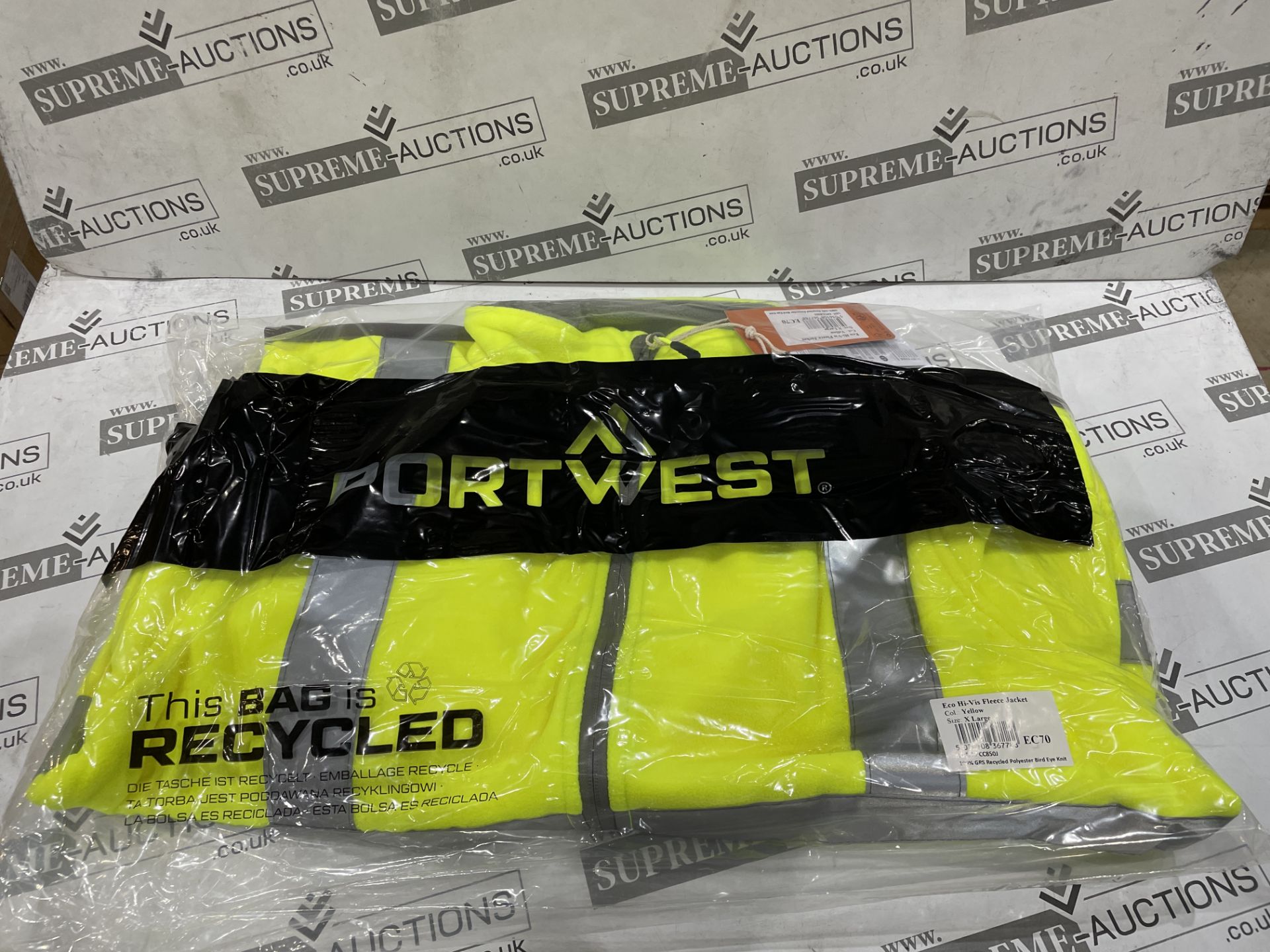 12 X BRAND NEW PORTWEST HI VIS YELLOW FLEECE PROFESSIONAL WORK JACKETS SIZE XL (LOC: 45.5-AA1594) - Image 2 of 2