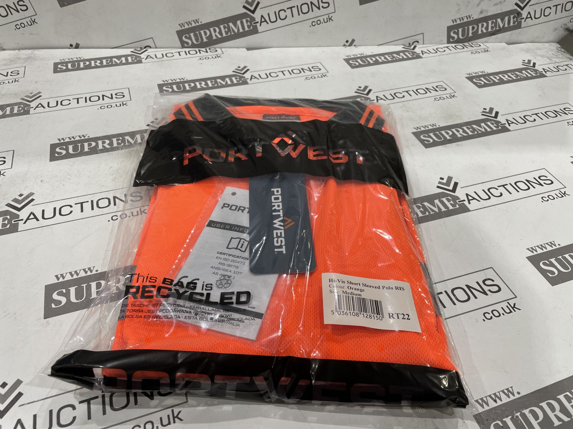 24 X BRAND NEW PORTWEST ORANGE HI VIS SHORT SLEEVED POLO TOPS SIZE MEDIUM (LOC: 23.8-AA1288) - Image 2 of 2