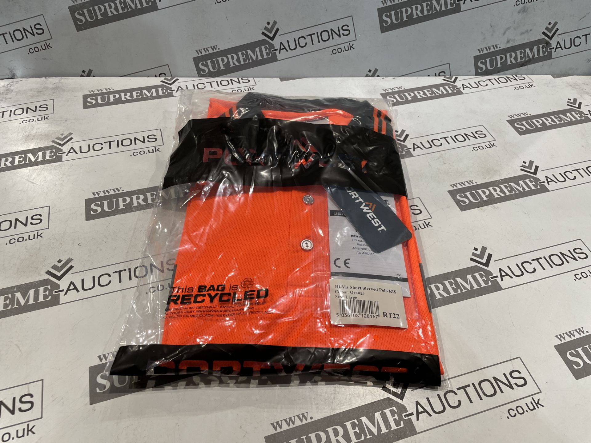24 X BRAND NEW PORTWEST ORANGE HI VIS SHORT SLEEVED POLO TOPS SIZE XL (LOC: 25.9-AA1257) - Image 2 of 2