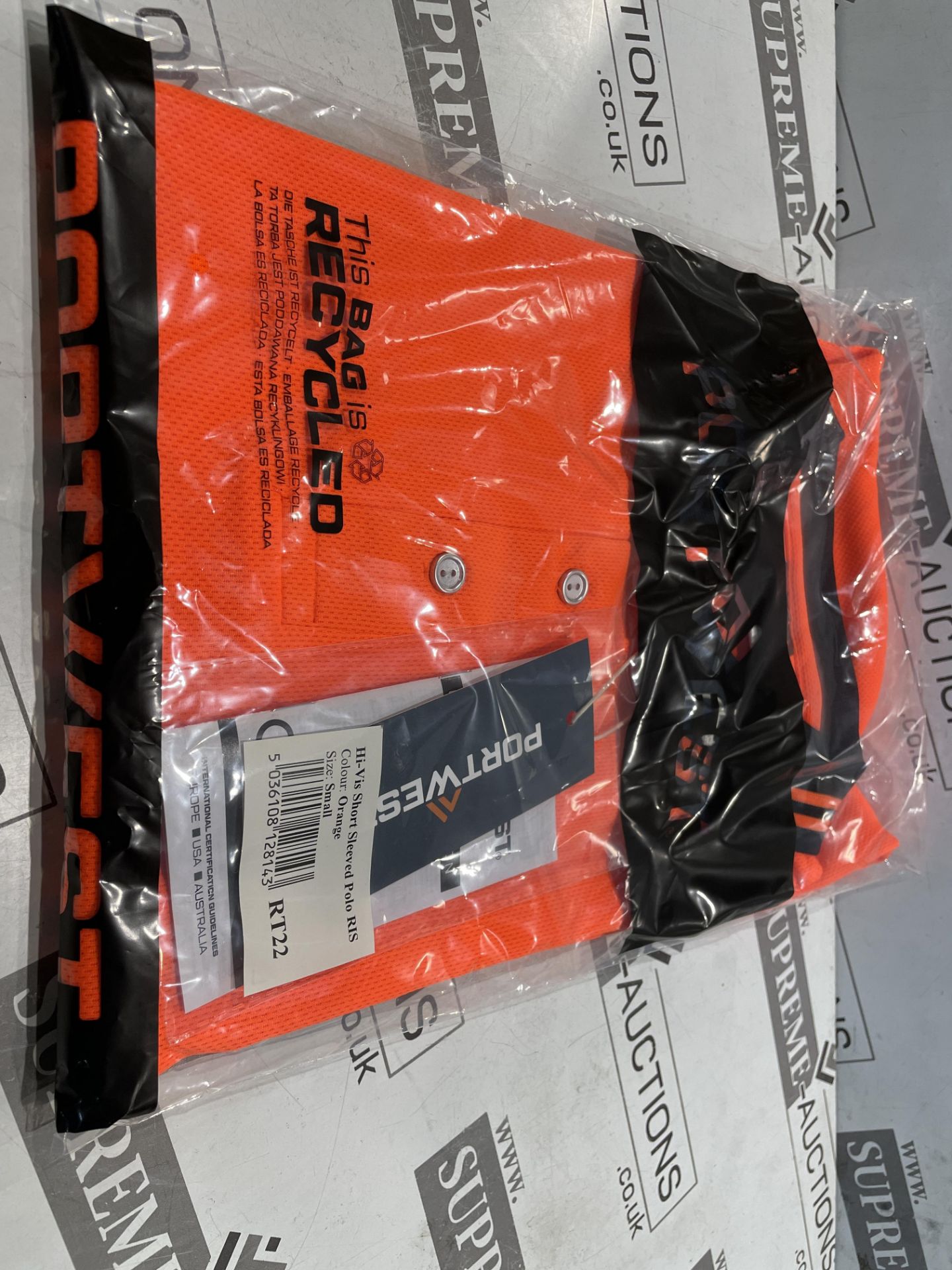 24 X BRAND NEW PORTWEST ORANGE HI VIS SHORT SLEEVED POLO TOPS SIZE SMALL (LOC: 24.11-AA1250) - Image 2 of 2