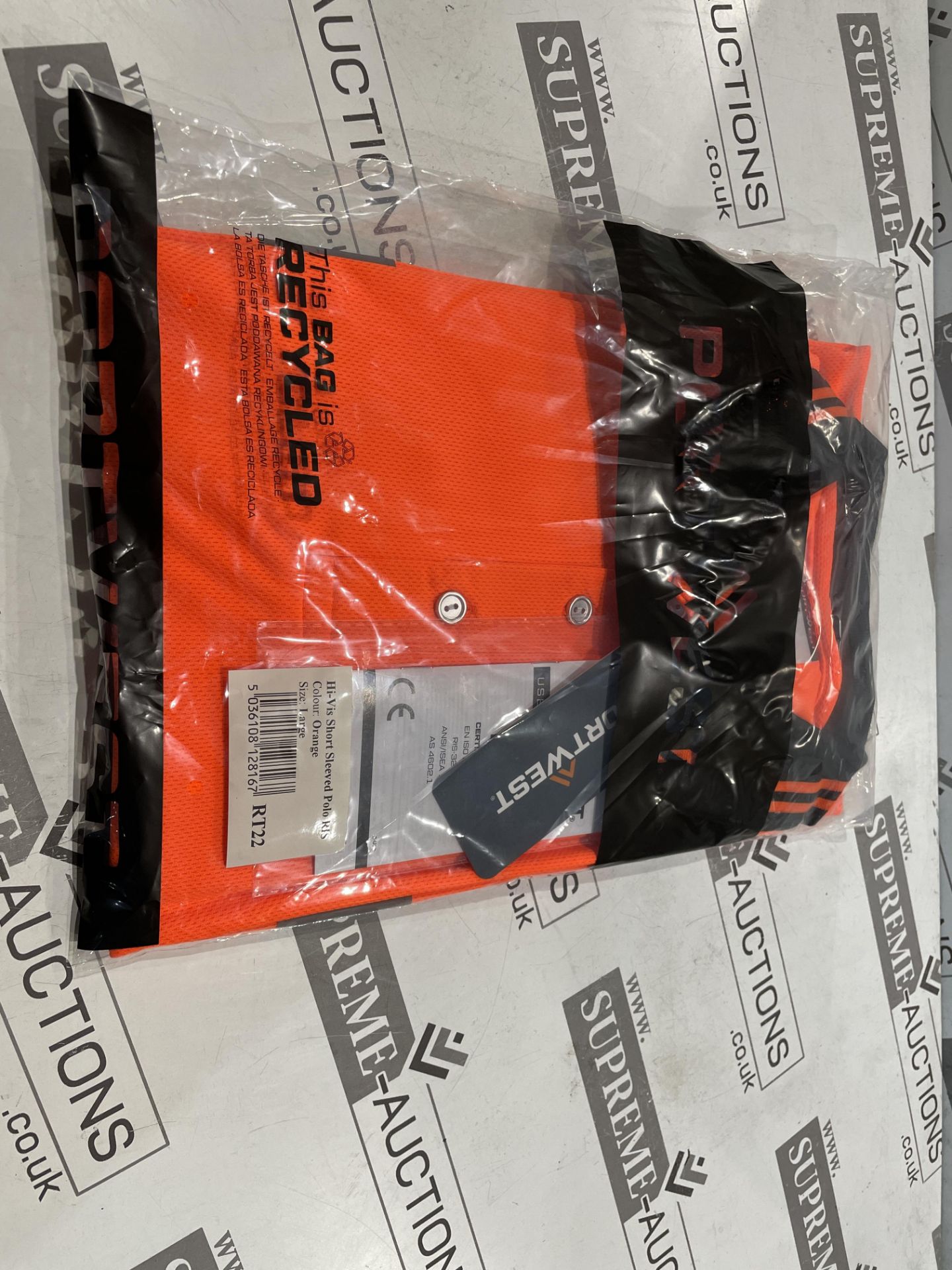24 X BRAND NEW PORTWEST ORANGE HI VIS SHORT SLEEVED POLO TOPS SIZE MEDIUM (LOC: 25.18-AA1254)