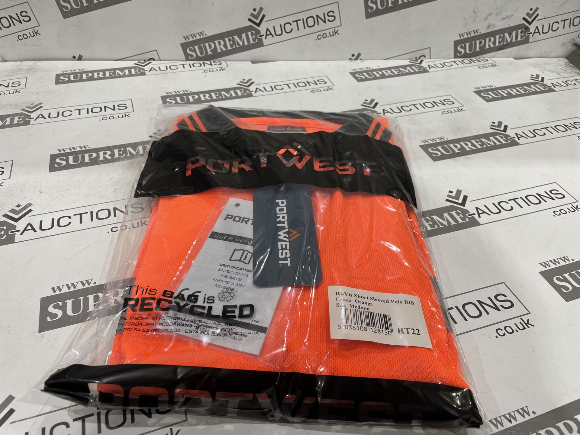 24 X BRAND NEW PORTWEST ORANGE HI VIS SHORT SLEEVED POLO TOPS SIZE XL (LOC: 25.11-AA1290) - Image 2 of 2
