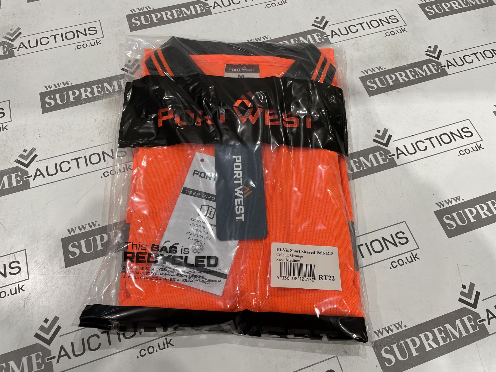 24 X BRAND NEW PORTWEST ORANGE HI VIS SHORT SLEEVED POLO TOPS SIZE MEDIUM (LOC: 23.8-AA1288)