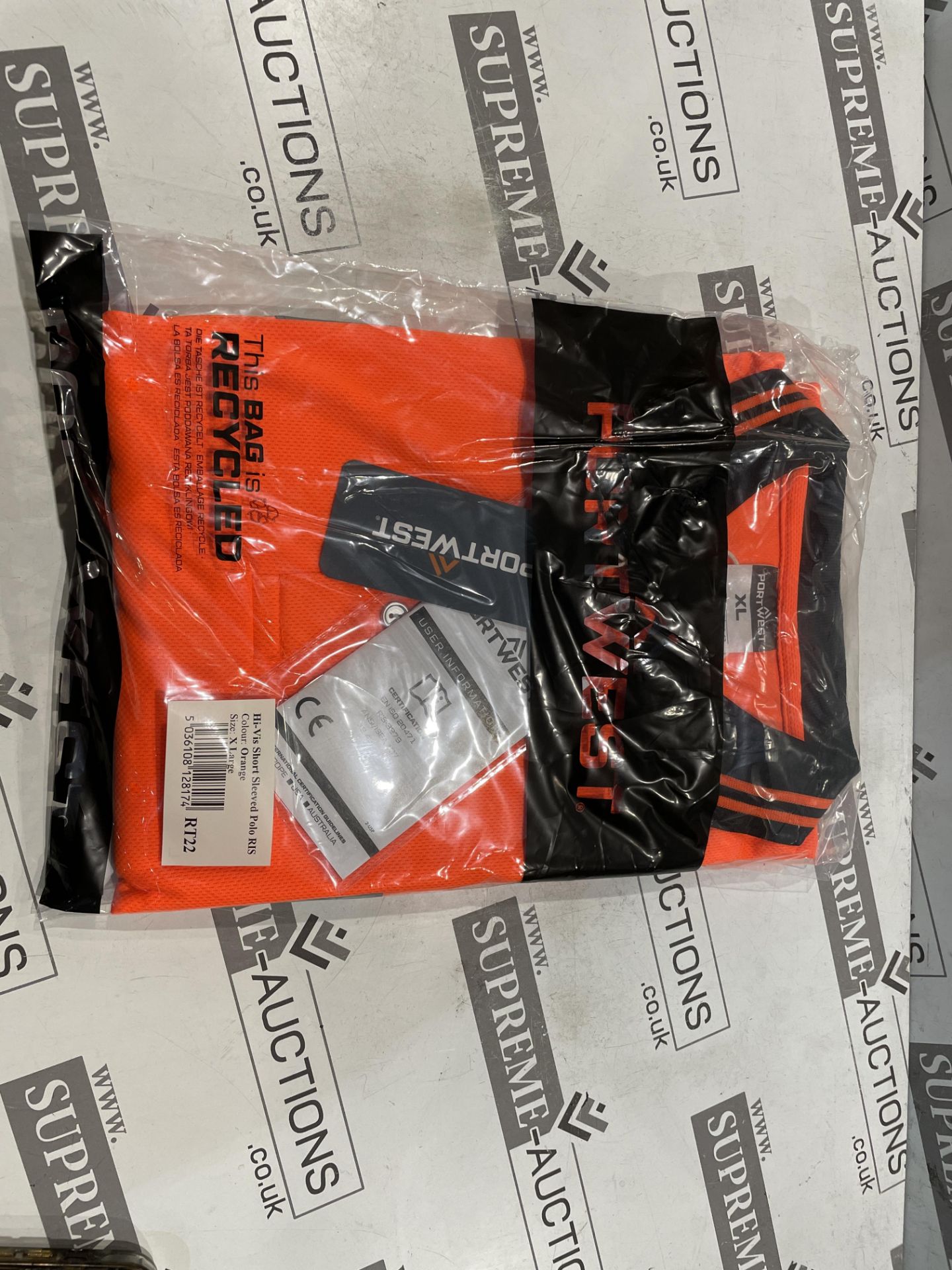 24 X BRAND NEW PORTWEST ORANGE HI VIS SHORT SLEEVED POLO TOPS SIZE XL (LOC: 24.11-AA1251) - Image 2 of 2