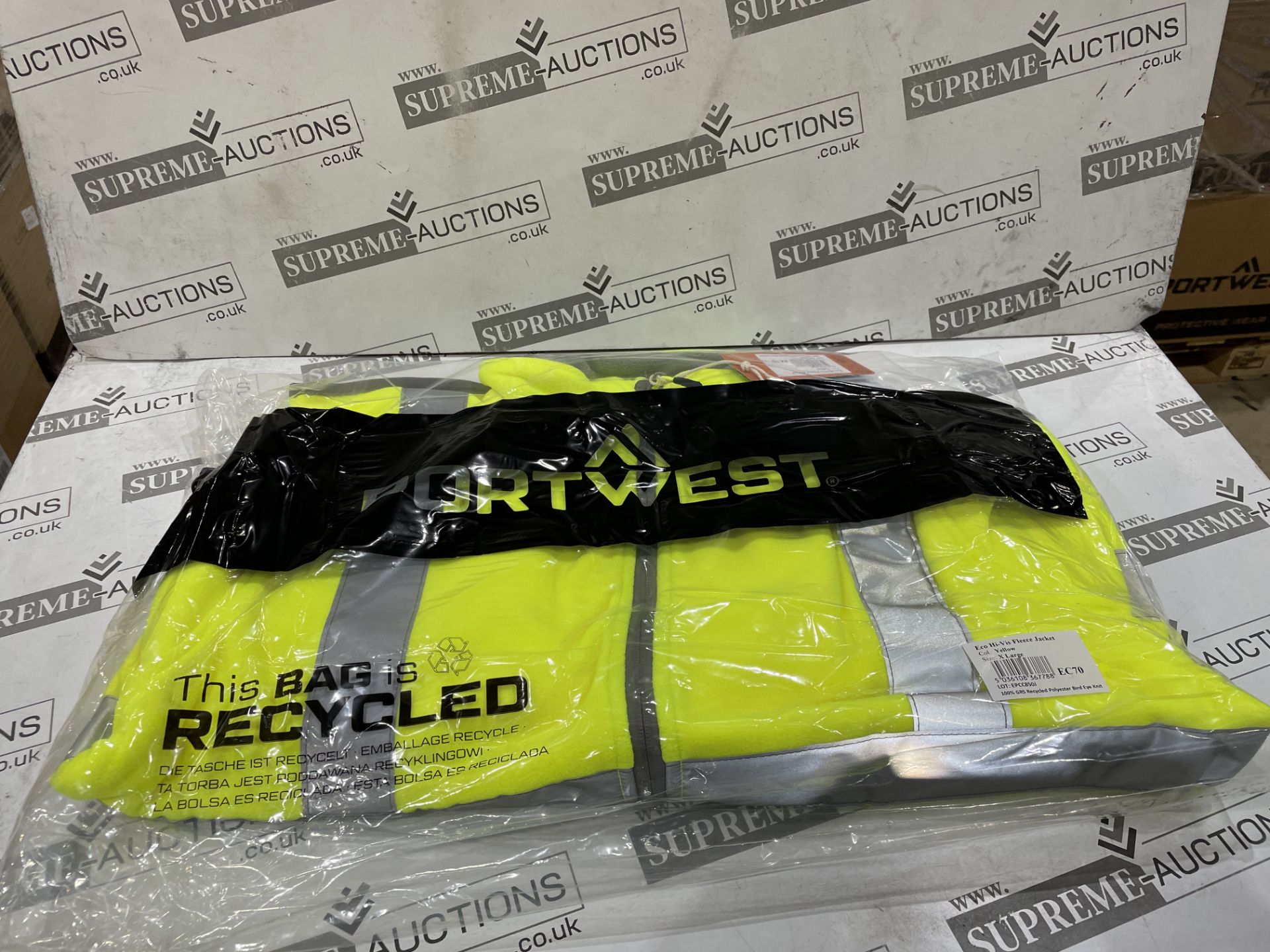 12 X BRAND NEW PORTWEST HI VIS YELLOW FLEECE PROFESSIONAL WORK JACKETS SIZE XL (LOC: 45.5-AA1594)