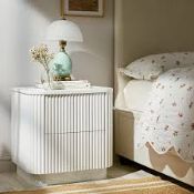 Boxed Maru 2-Drawer Bedside Table, Washed White RRP £279.99-SR6(2.2) Our Maru 2-Drawer Bedside Table