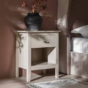 Boxed Oakham 1-Drawer Bedside Table, Shaded White RRP £169.99-SR6(1.1) Featuring crisp lines, gently