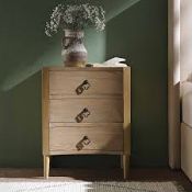 Boxed Thalia Concave 3 Drawer Bedside Table, Natural RRP £329.99-SR6(2.6) Featuring distinctive
