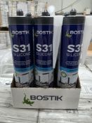 72 x Bostik Pro S31 Sanitary Silicone 310ml Clear. RRP £12.49 per tube. • +/- 25% flexibility •