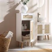 Boxed Frances Woven Rattan 1-Door Bathroom Cabinet, White RRP £196.99-SR6(5.1) Our Frances Woven