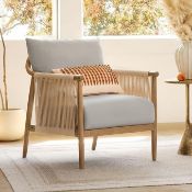 Boxed CHITA Braid Accent Chair, Modern Armchair with Solid Wooden Armrest for Living Room and