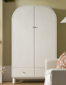 Boxed Maude Large Storage Cabinet, Washed White Ash with Raffia. - SR6.3.4. RRP £629.99. Our Maude