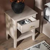 Boxed Oakham 1-Drawer Bedside Table, Shaded White RRP £169.99-SR6(3.3) Featuring crisp lines, gently