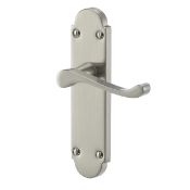 Bundle of x3 Colours Beja Satin Nickel effect Steel Scroll Latch Door handle (L)96mm, Pack of 3-