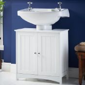 Boxed Under Sink Bathroom Cabinet – White Under Sink Storage for Bathroom - Freestanding Under Basin