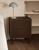 BOXED Wharf 2 Drawer Bedside Table. RRP £129. With its clean lines and mid-century aesthetic, this
