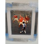 Signed & Framed Diego Maradona Iconic Legendary Picture Against Belgium, Widely regarded as one of