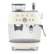 Smeg 50s Style EGF03CRUK Cream Espresso Coffee Machine. - SR2.3.7. RRP £749.00.