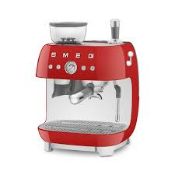 Smeg 50s Style EGF03RDUK Red Espresso Coffee Machine. - SR2.4.2. RRP £749.00.