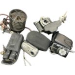 Selection of vintage cameras, cione camera, to include Kodak, monocular etc