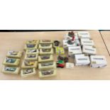 Selection of yesteryear model cars and original boxed ornaments