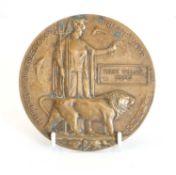 A WWI death plaque Commemorating Percy William Cocks