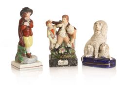 Three Staffordshire pottery figures 19th century