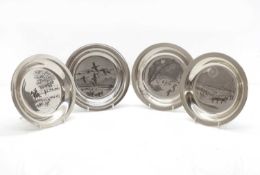 A collection of four silver plates 20th century