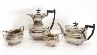 A four piece silver tea service