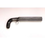 A Belgian Mariette patent six shot double action percussion pepperbox revolver, Liège proof, circa 1