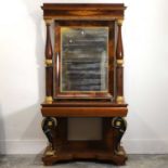 A mahogany and parcel gilt console table and mirror, late 19th century,