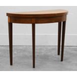 A George III mahogany and satinwood card table, third quarter of the 18th century,