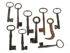 Ten 18th Century and Later Iron Warded Keys