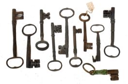 Ten 18th Century and Later Iron Warded Keys