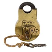 A Large 19th Century Brass and Steel Padlock by E Cotterill & Co, stamped and numbered 3035, with