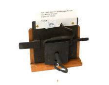 A 16th Century English Simple Iron Door Lock, with key operable on both sides, complete with key
