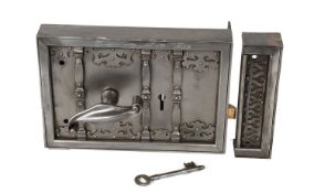A Standard Four Lever Classical-Style Steel-Cased Lock by S.M Cookson & Co, Aubin, Wolverhampton,
