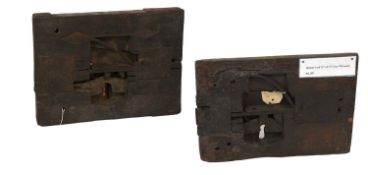 A Banbury Iron Lock, circa 1700, mounted in an oak block, no key 31cm by 21cm A Similar Banbury
