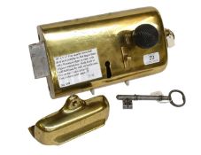 A 19th Century Fine Quality Brass Hall Door Lock, with rounded edges to the case, with original