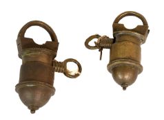 Two Solid Brass Trick Puzzle Locks, with keys 6.5cm